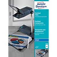 Avery Zweckform 2504 - Transparencias para proyectores (0-11 mm- con banda de detección extraíble- 50 unidades)